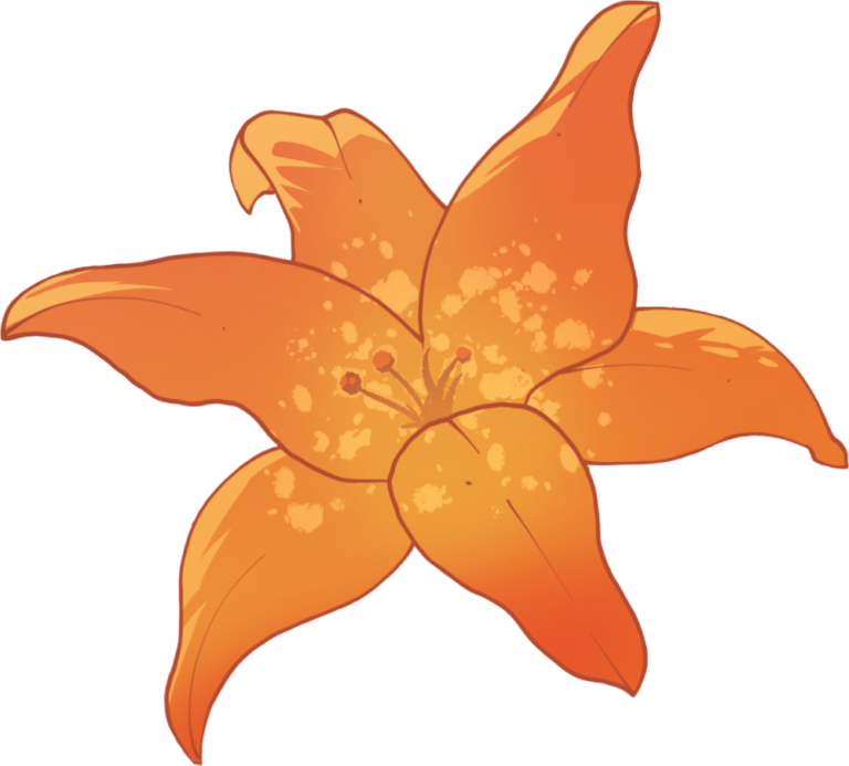 An illustration of an orange flower